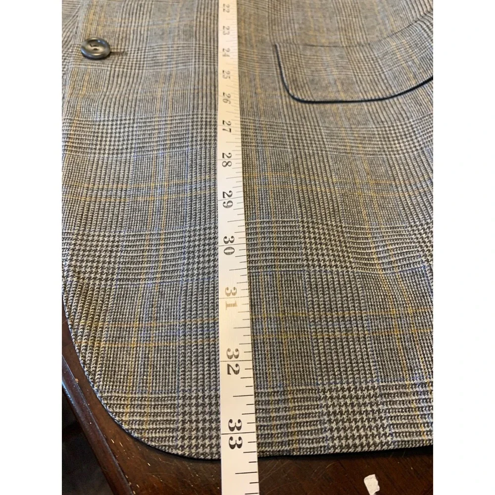 Brooks Brothers Makers Gray‎ Glen Plaid 100% Wool 3-Button Blazer Sport Coat
